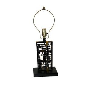 Lotus Flower Brand Accent Lamp Abacus Mid Century Wood Brass Corded Electric